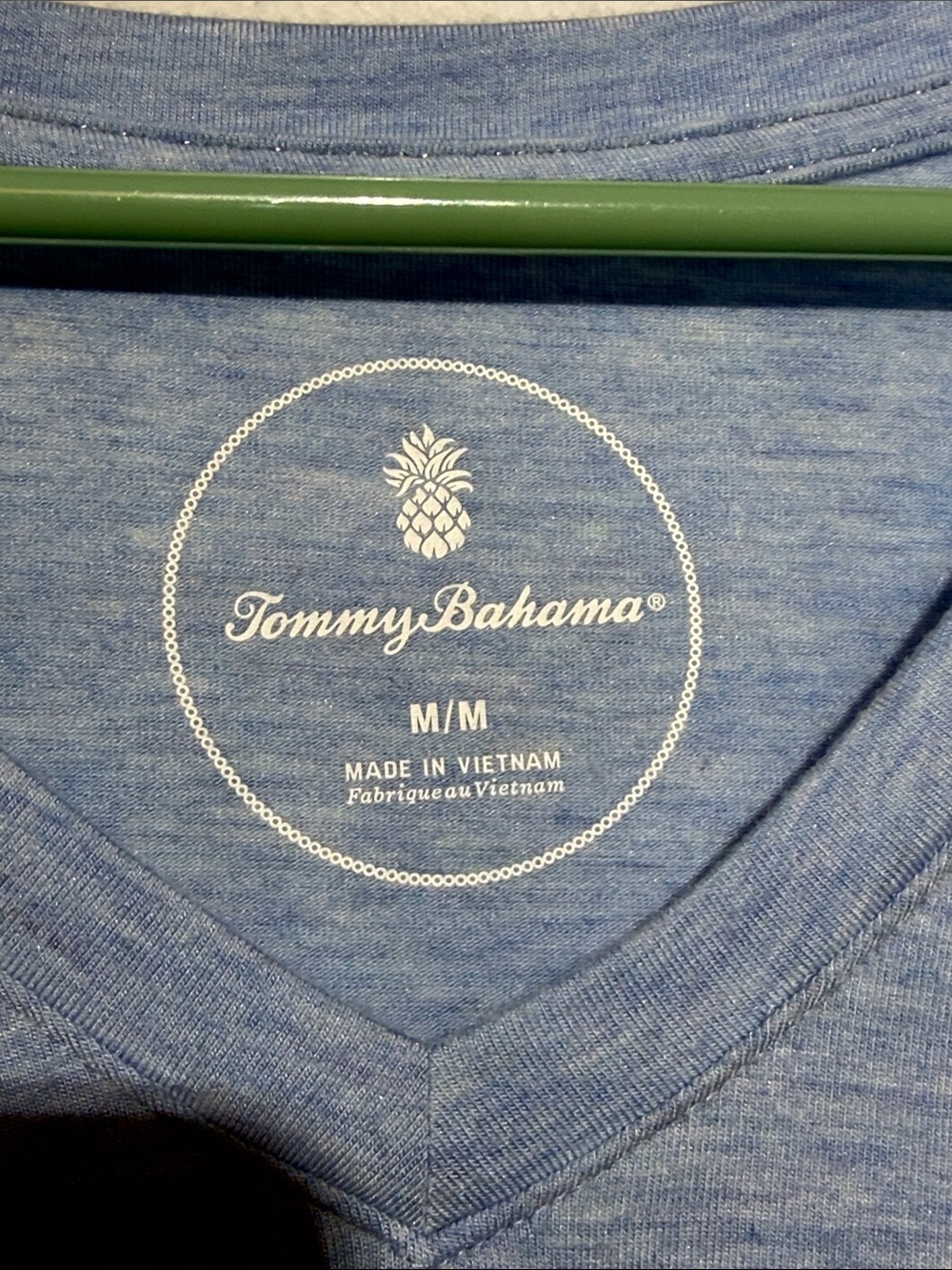 Tommy Bahama Heathered Light Blue V-Neck Short Sleeve Tee - Picture 2 of 5